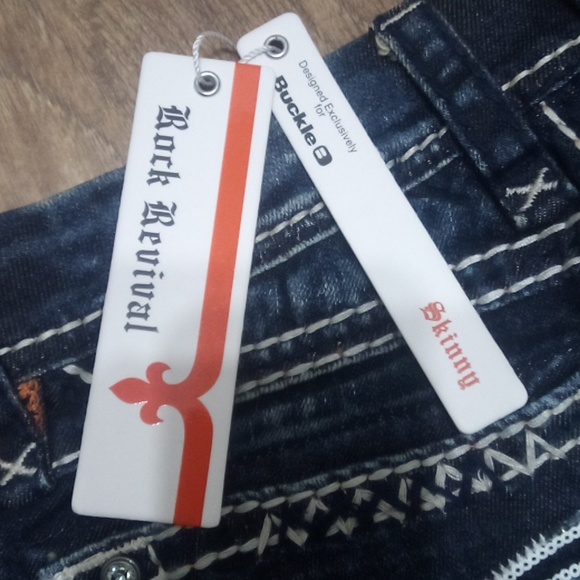 Rock Revival NWT Women's 26 Skinny Charlotte Bejeweled Shimmer Distressed - Picture 7 of 14